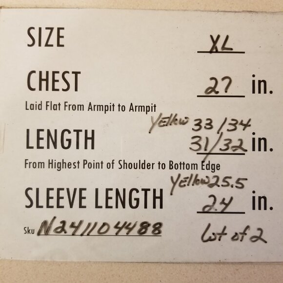 LOT OF 2 TOMMY HILFIGER Button Collar L/S Casual Shirts Yellow XL ~ 4488 - Picture 2 of 13